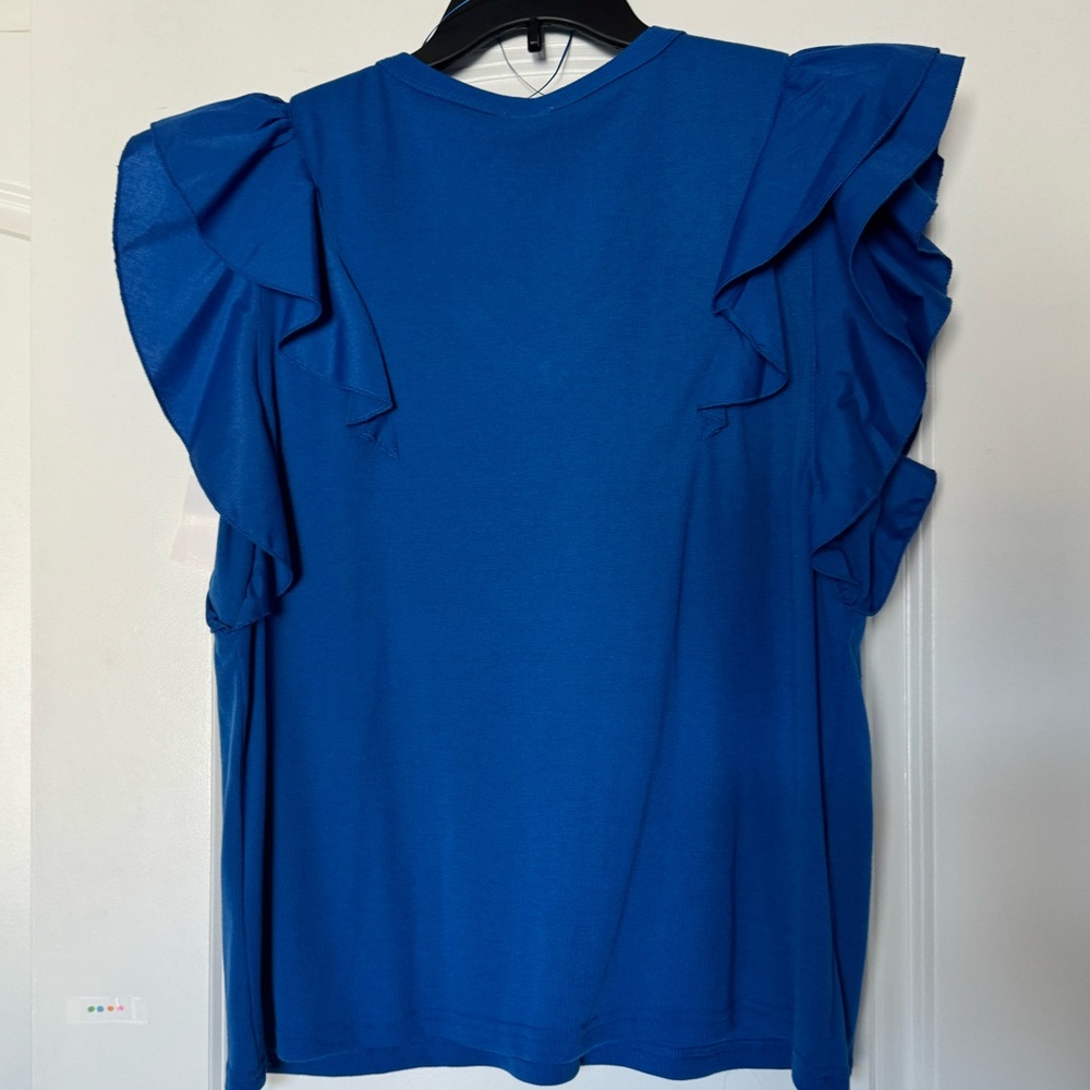Blue Sleeveless Ruffle Top - Picture 7 of 7